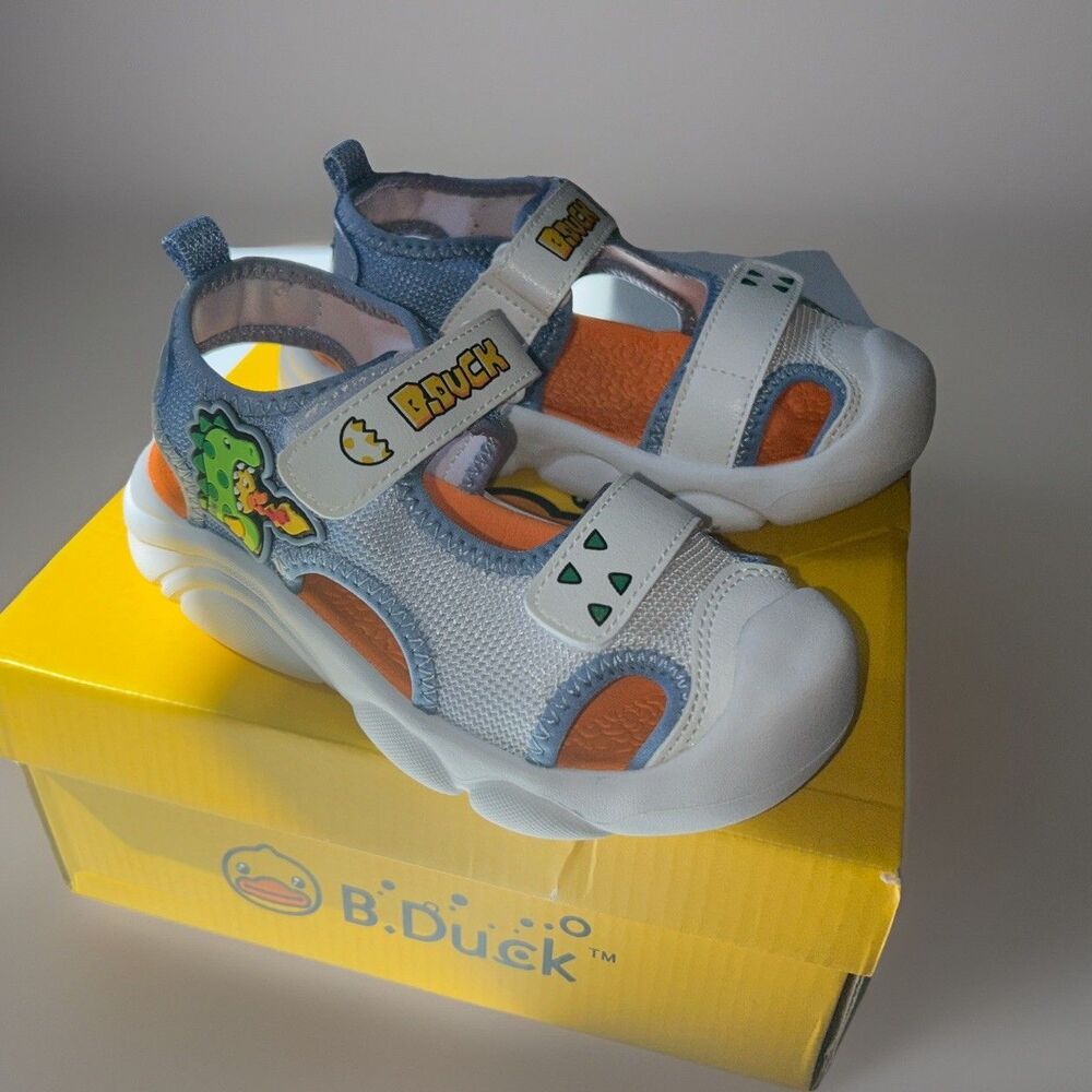 NIB Toddler Boys Kids B. Duck Sandals Dinosaur Duck White EU 29 US 11.5 C